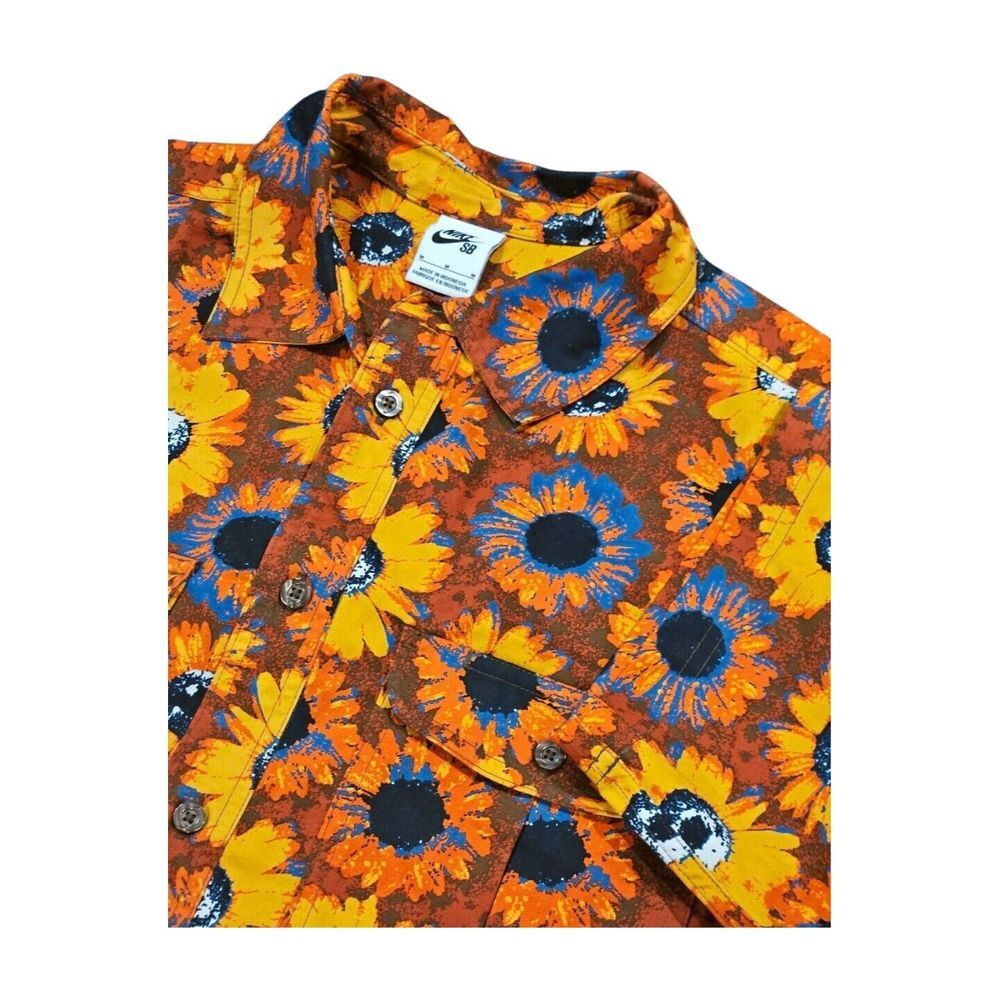 Nike SB Shirt Skateboarding Short Sleeve Button Down Floral Men's Medium EUC